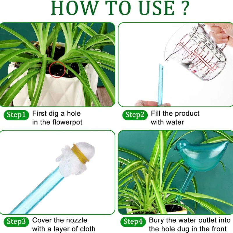 Zakelijke reis groene plantenbescherming artefact imitatie vogelvorm glas water geven luie automatische waterdoorsijpeling apparaat_voghion.com
