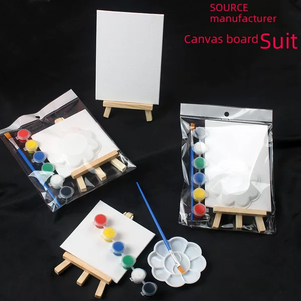 10*10 Mini Oil Painting Board Kidsren's Small Picture Frame DIY Graffiti 3mm with Paint Easel Brush Small Drawing Board Set