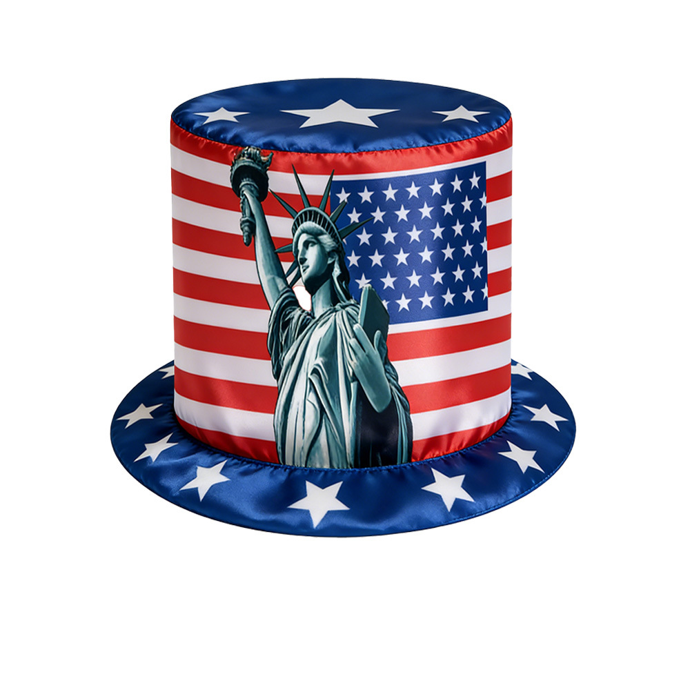 Nuevo sombrero transfronterizo del Día de la Independencia de los Estados Unidos Tío Sam sombrero festivo accesorios de decoración infantil bandera de los Estados Unidos sombrero alto