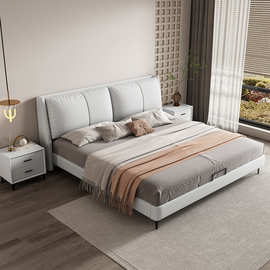 皮床现代简约科技布床1.8米1.5米双人主卧北欧轻奢免洗小户型布床
