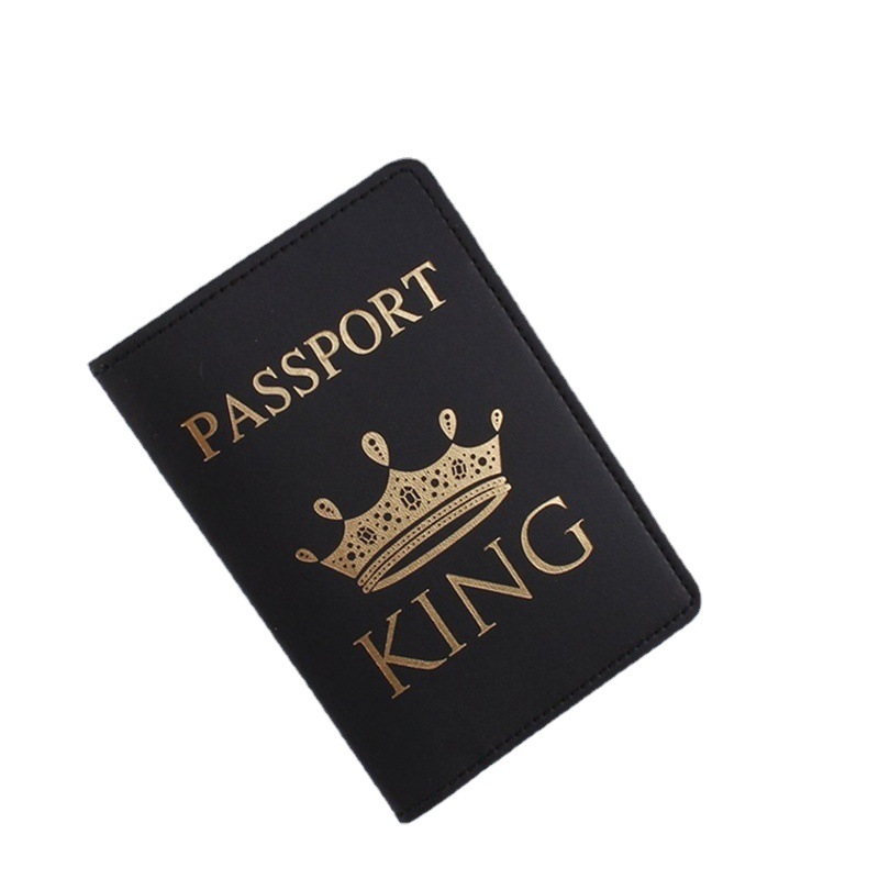 Cruzar la frontera nueva pareja de cuero blanco y negro Bolsa de identificación de la Corona titular del pasaporte PU cubierta del pasaporte en stock
