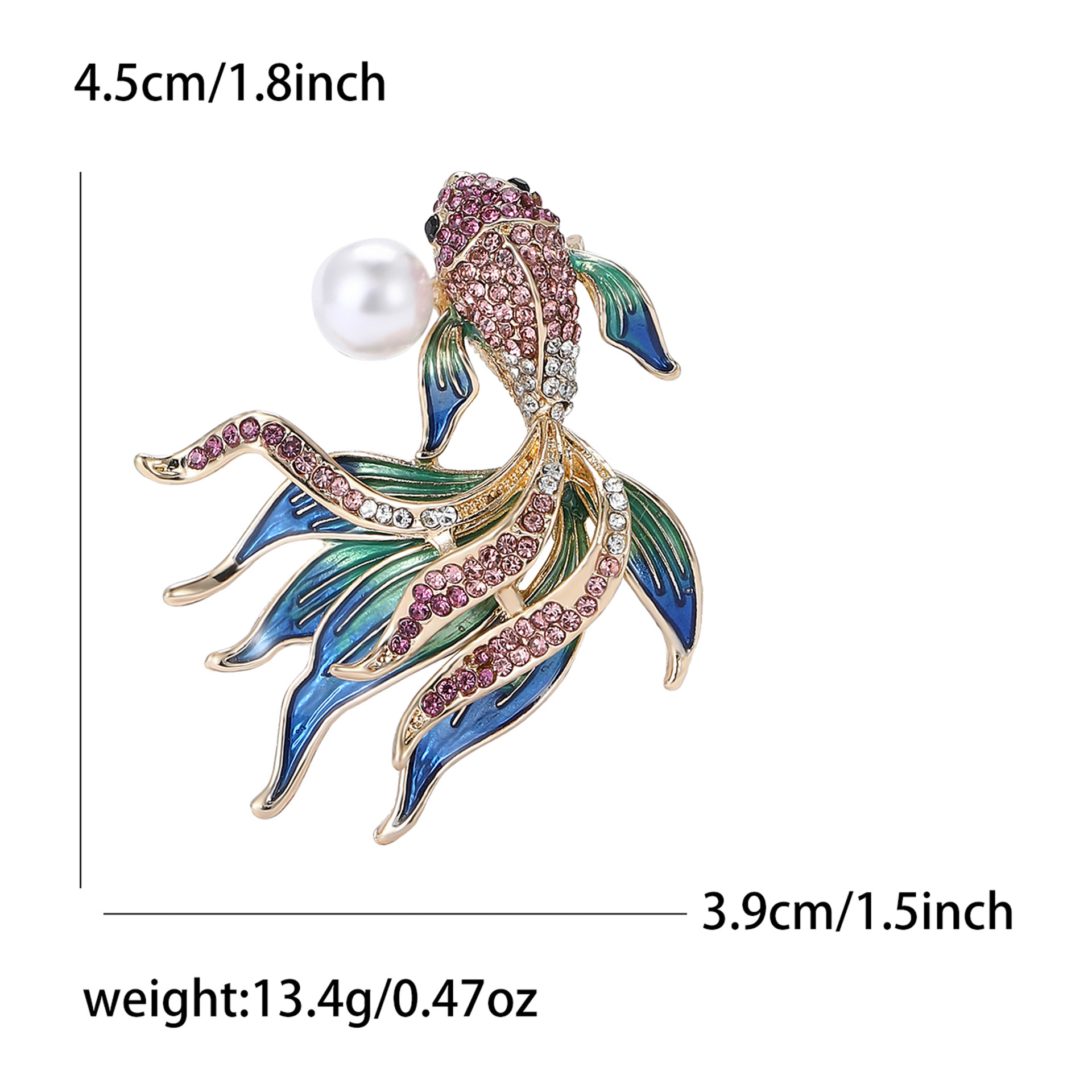 Rhinestones Inlay Material Vintage Style Classic Style Pin Goldfish Alloy Rhinestones Unisex Brooches