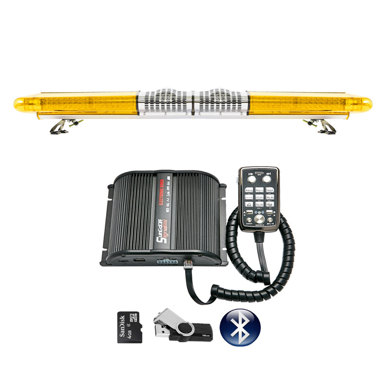 LED long row warning light 1.4m flashing light car roof strobe light + dual speakers + Bluetooth MP3 siren 285P9