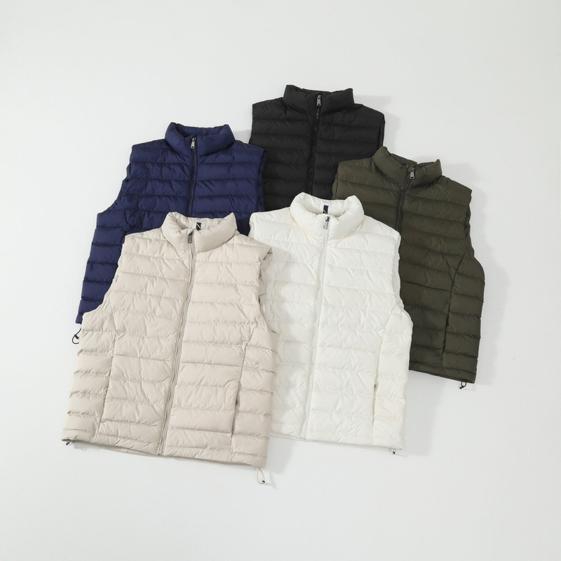 European and American Cross-Border R Pony Embroidery British Old Money Style Business Casual Stand Collar Ribbed down Vest European and American Cross-Border R Pony Embroidery British Old Money Style Business Casual Stand Collar Ribbed down Vest