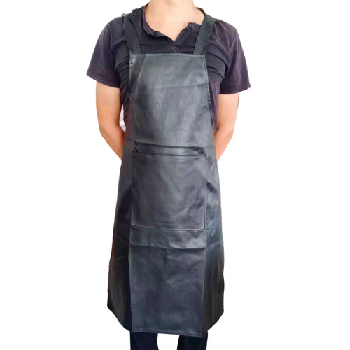 Zipper waterproof leather apron for men and women with multi-pocket hanging shoulder straps oil-proof new fashion housework household apron manufacturer