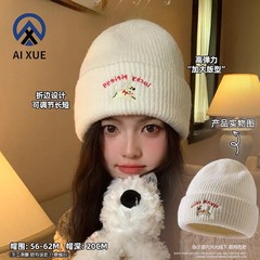 かわいい刺繍のアルファベットのニットの毛糸の帽子の女性は厚くて暖かいです。