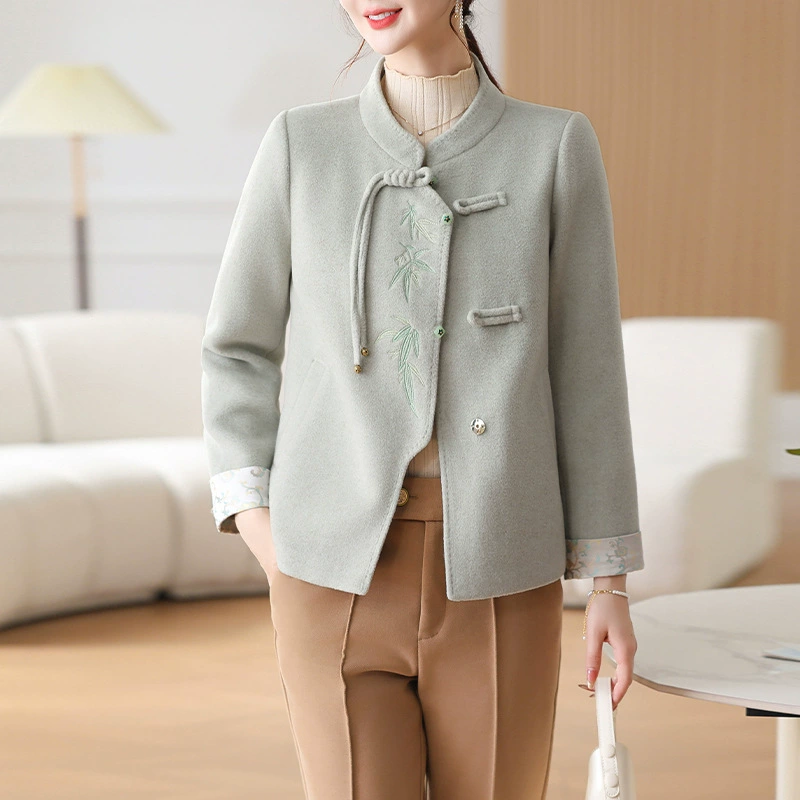 Новая китайская мама осенняя шерстяная куртка женский 2024 новый средний и пожилой весенний и осенний шерстяной топ темперамент кардиган