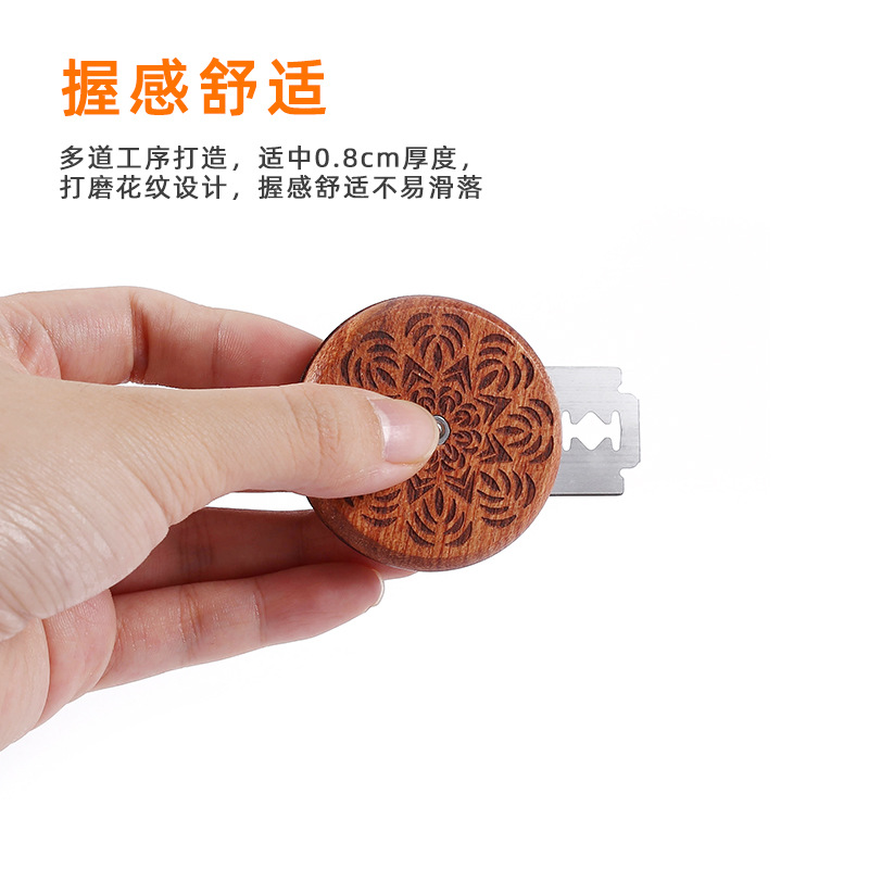 Cortador de pan OVNI de palo de rosa, barra francesa de estilo europeo, cuchillo europeo suave redondo portátil, cuchillo de reparación de pan