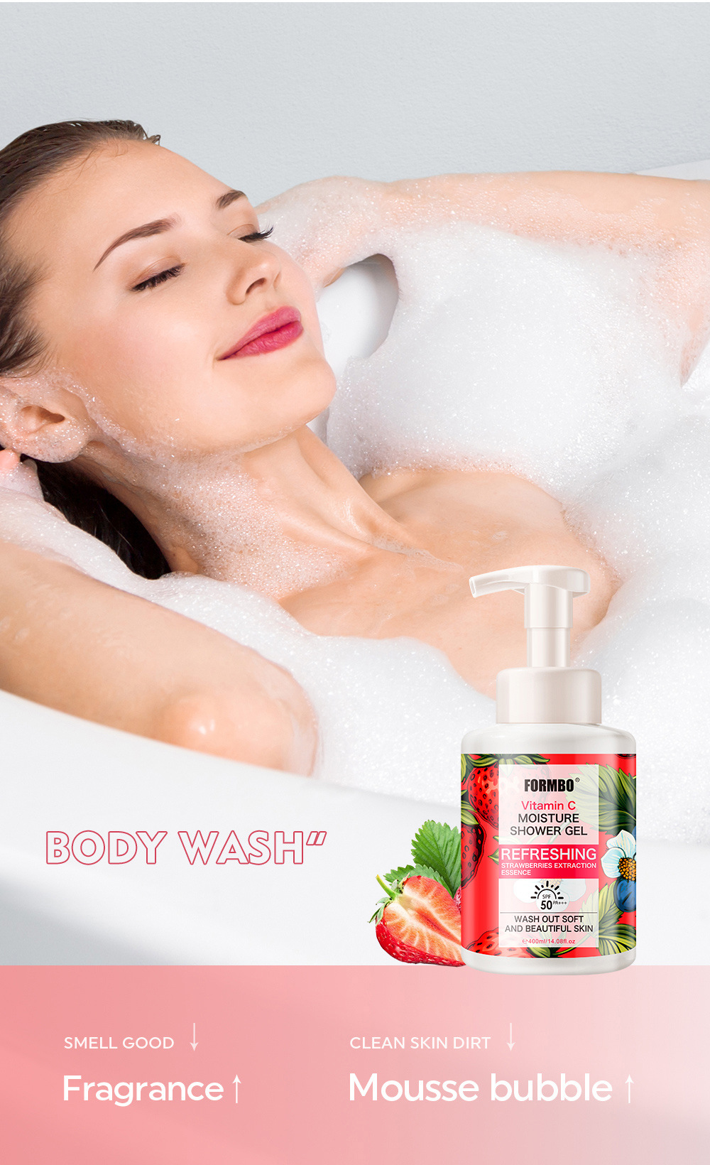 FORMBO Vitamin C Shower Gel Moisturizing Soothing Rejuvenating Gentle Cleansing Exfoliating_voghion.com
