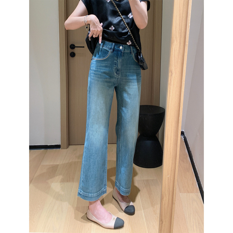 裤子四面弹水洗九分裤夏季直筒牛仔裤女版型好看的2025正流行|undefined