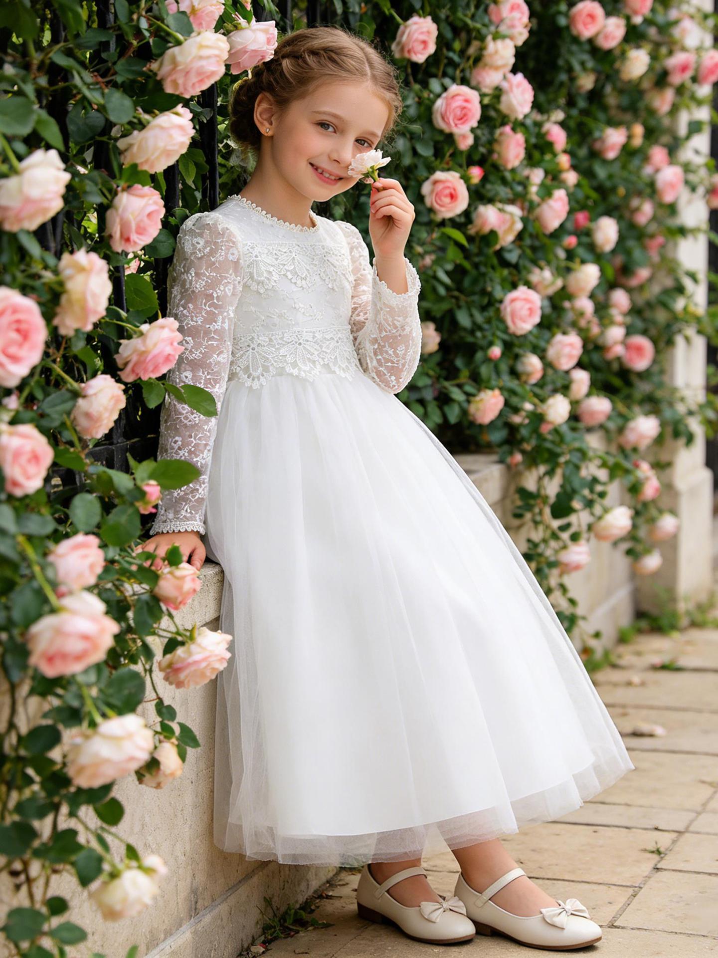 Amazon mangas largas niñas vestidos largos vestidos de espectáculo vestidos de flores vestidos de princesa vestidos de niños vestidos de princesa