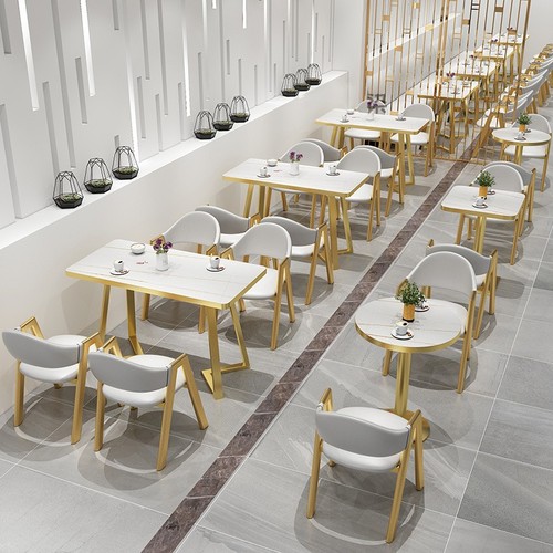 Fast food counter set combination restaurant dining snack catering commercial tables milk tea shop coffee shop small round square tables