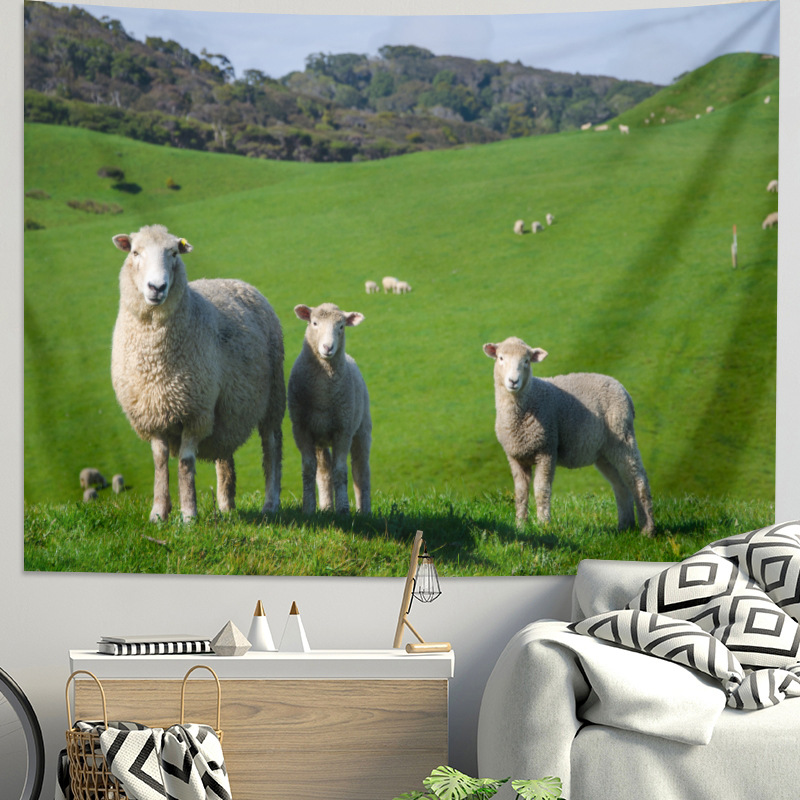 Wholesale Fresh Grassland Scenery Background Cloth for Bedroom Dormitory Renovation Wall Decoration Poster Wall Cloth Hanging Fabric Forest Hanging