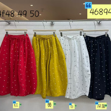 wj2026夏季新款女下装阔腿裤文艺风印花高腰裤子清新外贸一件代发