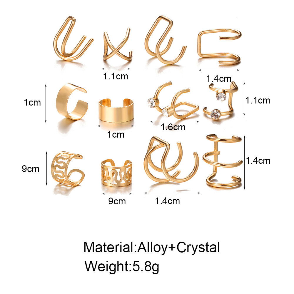 Einfacher Geometrischer Gedrehter Kreis-ohrclip 12-teiliges Set Großhandel Nihaojewelry display picture 1