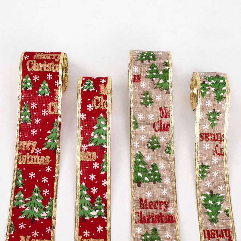クリスマスの蝶々のリボンクリスマスツリーの縁取りは麻の拷問をまねて祝日の装飾品のリボンを持ちます。|undefined