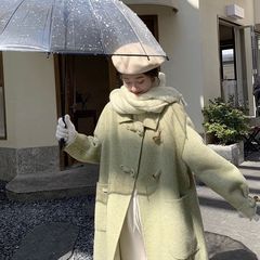 2025秋冬 小柄な女性向け ライトマチュアスタイル 両面ウールコート 厚手 韓国風 着痩せ効果 ミドル丈 ウールジャケット