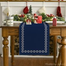 跨境专供月亮节简约风格亚麻桌旗爆款厂家热销印花餐厅厨房桌布