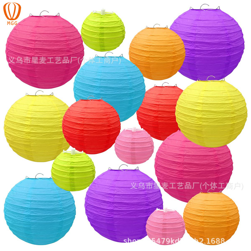 DIY Folding Colorful Paper Lanterns for Decorating Wedding, Festival, and Party Atmosphere Scene Setup and Decoration Supplies
