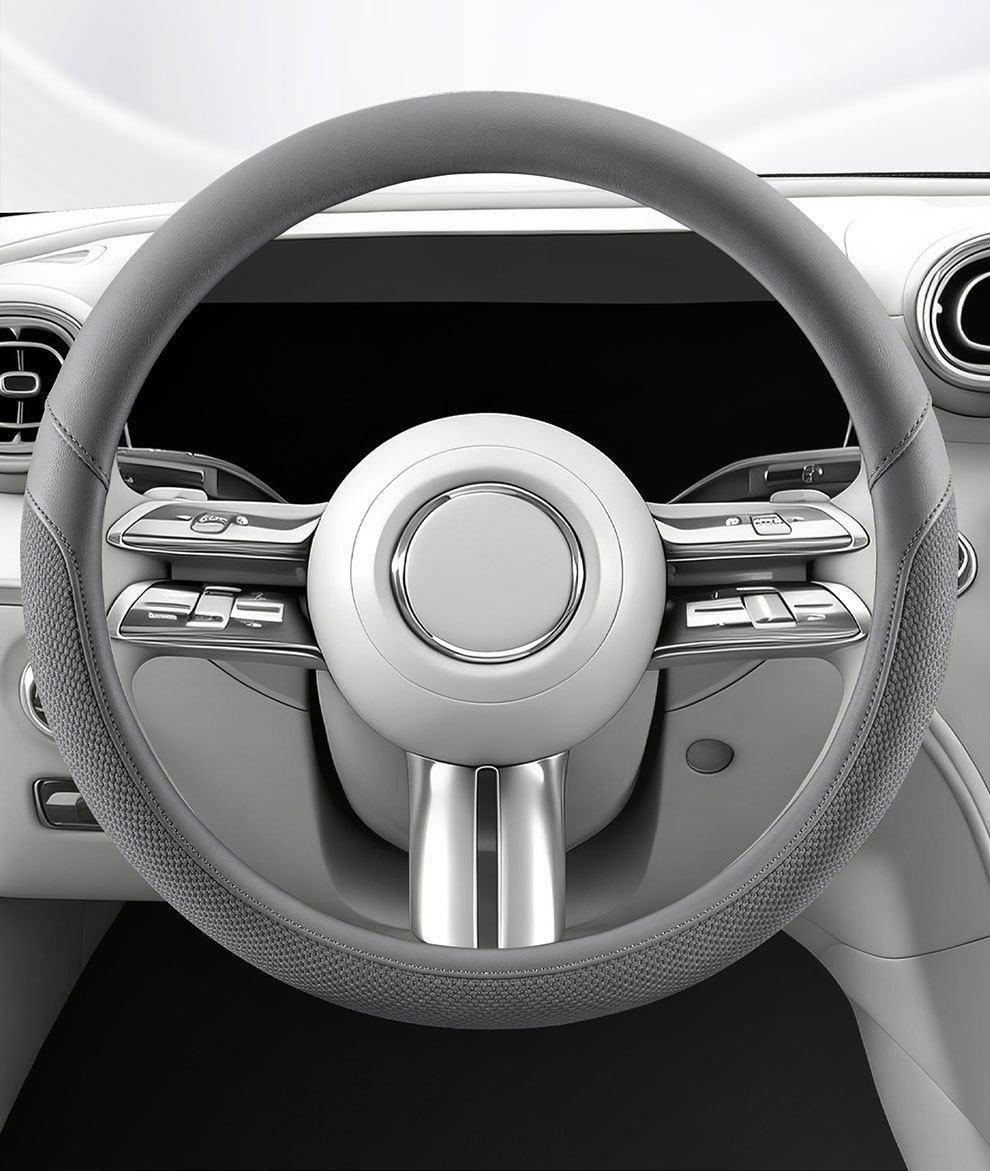 Car Steering Wheel Cover for All Seasons, Universal Leather Handle Cover for Interior Use, Dirt-Resistant, Non-Slip, Double D-Shaped, Wholesale from Manufacturer