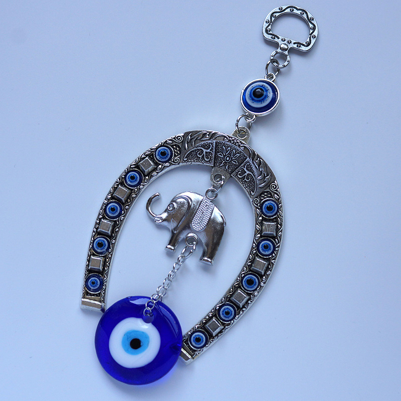 Jinhua qimei medio herradura colgante Ojo del diablo turco griego ojos azules joyería metal adornos de pared