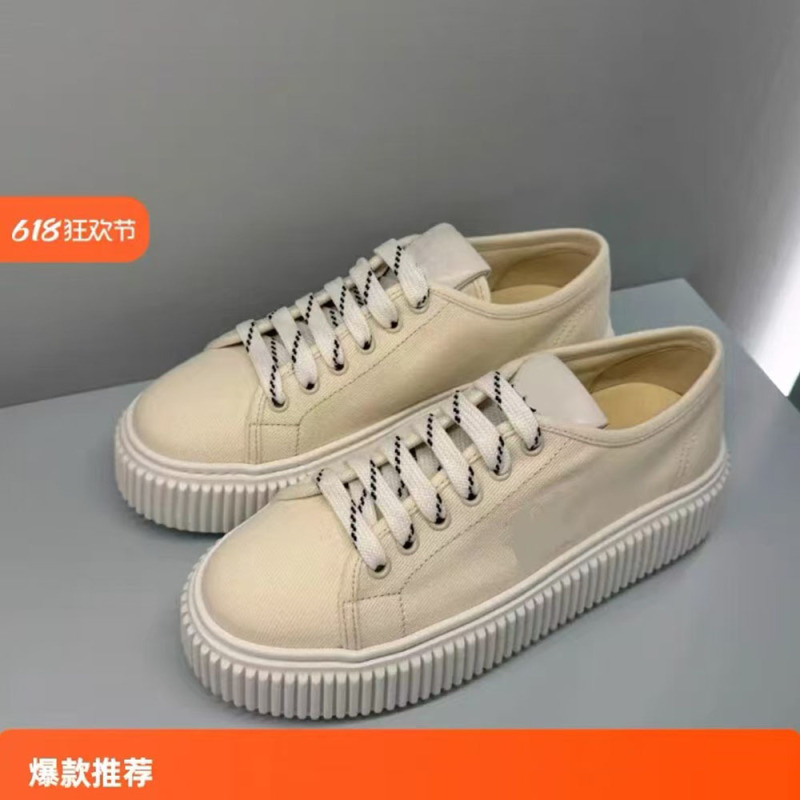 miu家时尚2025新潮款时尚休闲百搭帆布平底纯色饼干小白鞋女透气|undefined