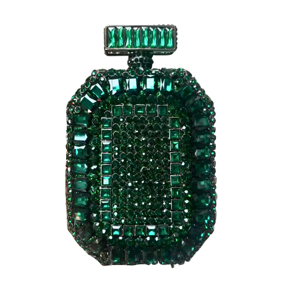 Bolsa de embrague transfronteriza nueva botella de perfume con diamantes bolsas de cena europeas y estadounidenses con diamantes huecos llenos bolsas de mano duras para mujeres