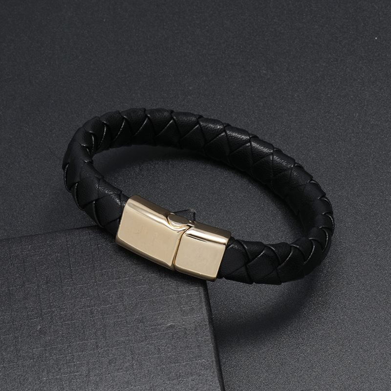 fashion simple woven magnet buckle leather bracelet wholesale