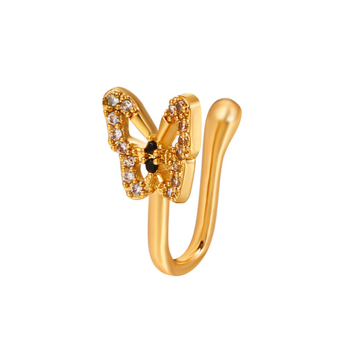 Cross-border simple and personalized U-shaped fake nose ring Amazon diamond butterfly nose nail European and American hole-free nose clip piercing jewelry