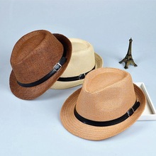 潮款凉帽洋气薄款夏季时尚父亲钓鱼草编礼帽沙滩帽旅游帽度假防晒