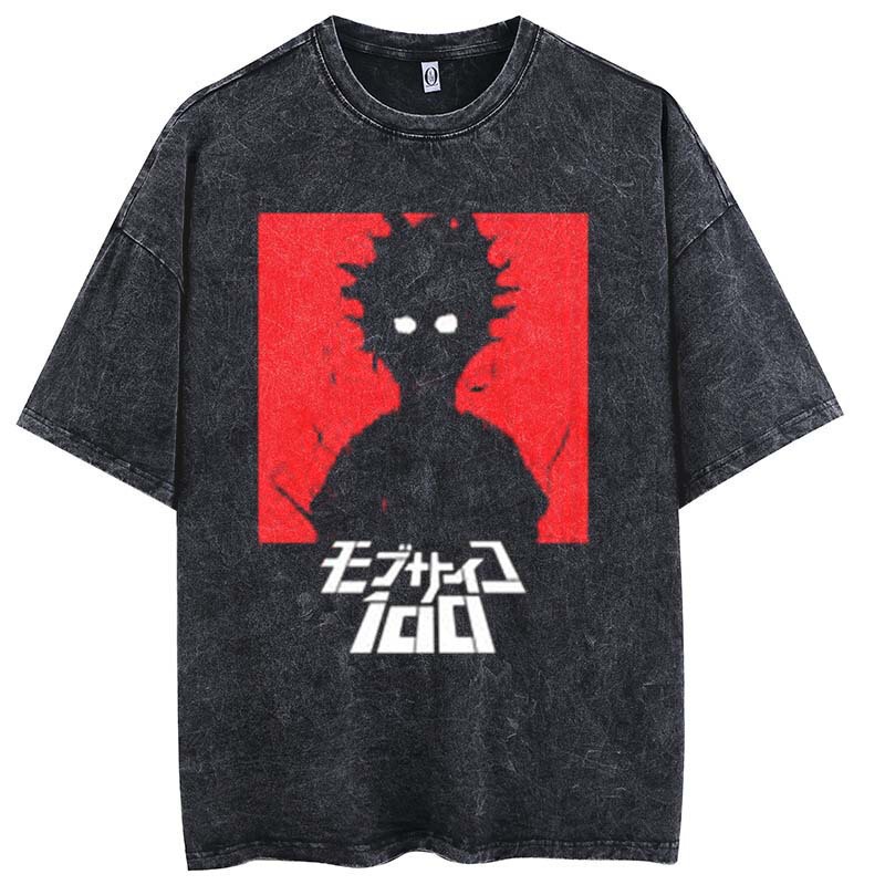 European and American Large Size 230g Cotton Washed Old Passerby Anime Print Cartoon Style Washed T-Shirt with Elegant Elegant
