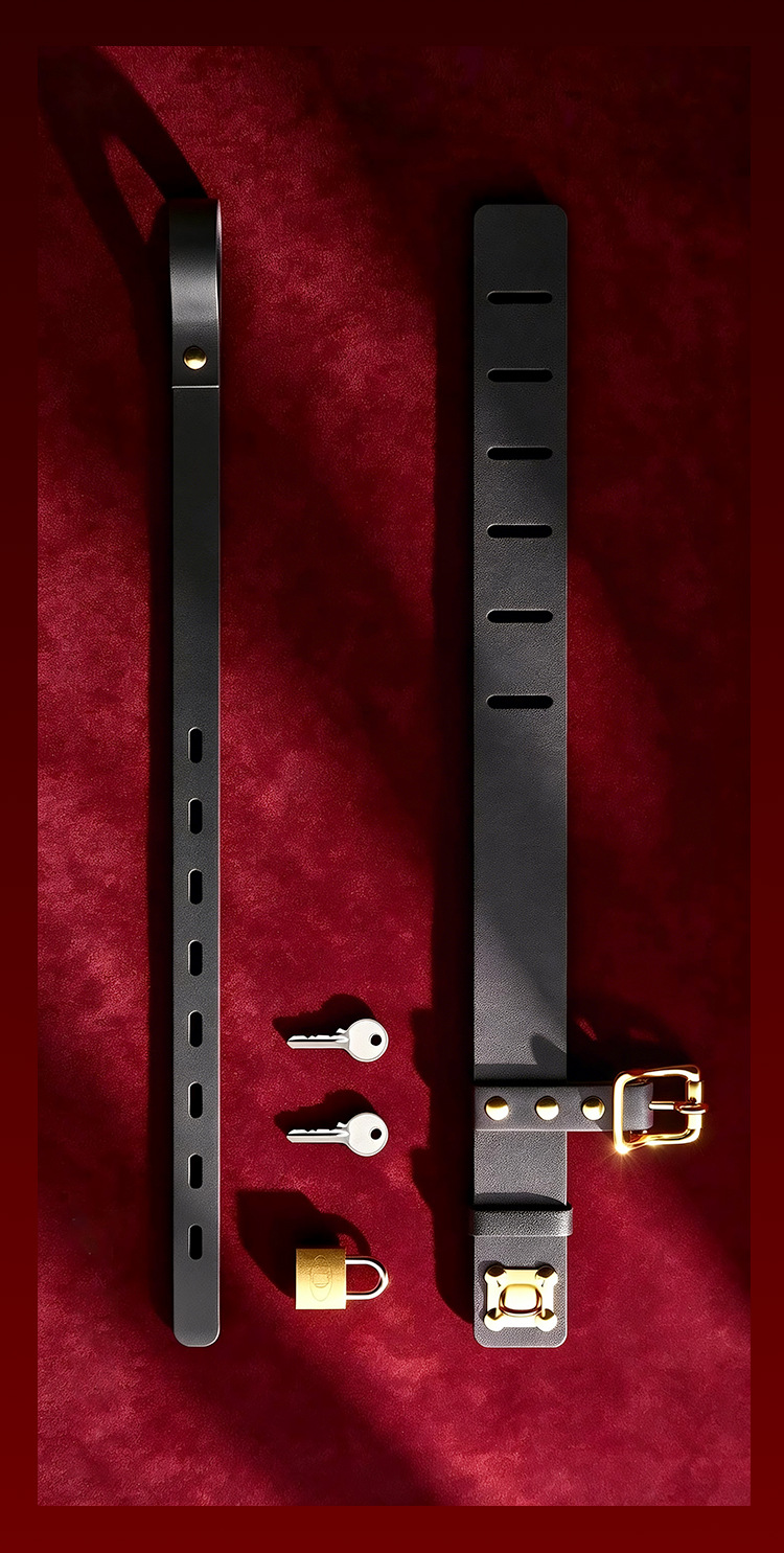 SM Stagger Buckle Bondage Restraint, Black PU and Metal, Couples Play — detail image 15