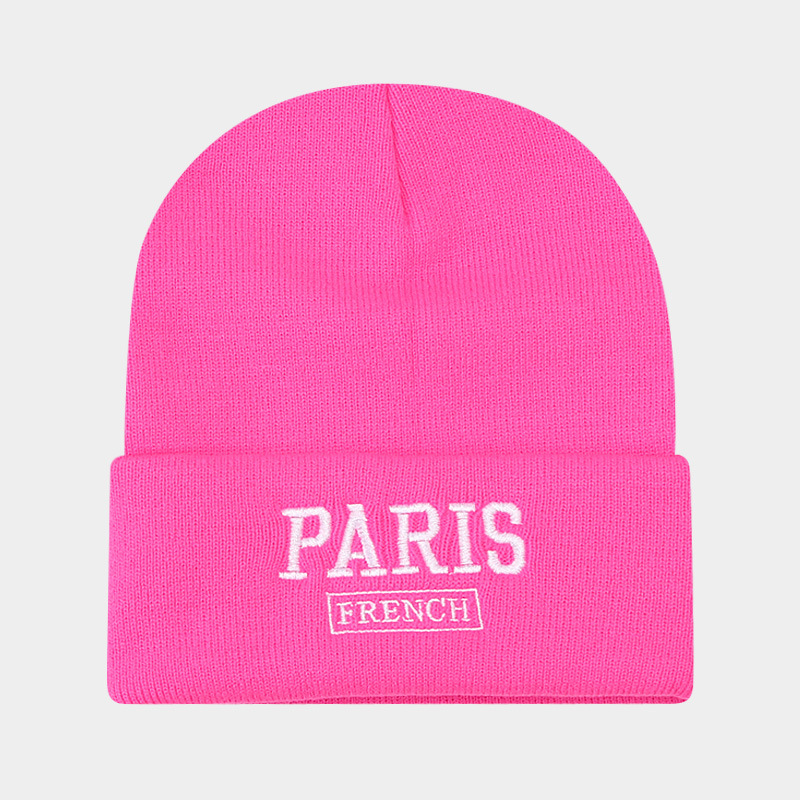 Korean version of Instagram large edition knitted for women with small embroidered letters, woolen pullover hat, big_voghion.com