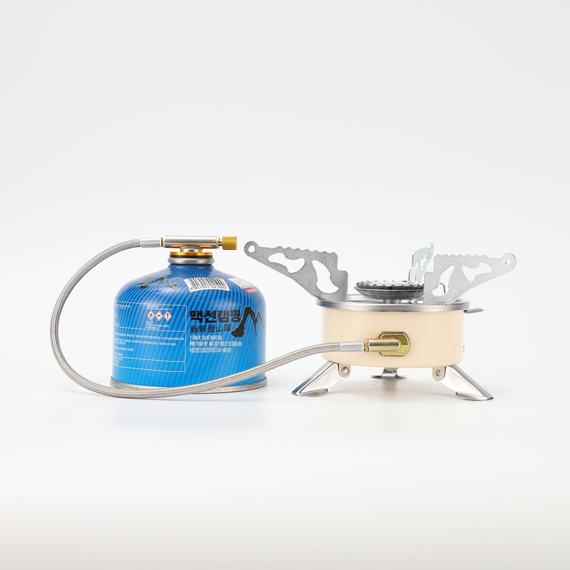 Cross-border outdoor camping small round stove portable foldable butane stove outdoor picnic stove factory wholesale