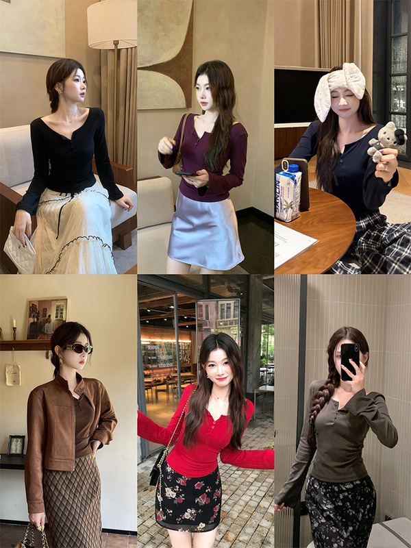 EIA一尧【果冻t】韩系长袖t恤女秋冬气质收腰外穿内搭打底衫上衣|undefined