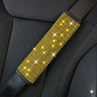 Seat belt shoulder pad – Cross-Border Rhinestone Shoulder Pad - lemon-yellow-1-pack