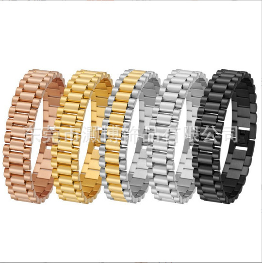 Manufacturer's Ready-Made European and American Wide Version Men's Titanium Steel Bracelet Stainless Steel Health Bracelet Popular Jewelry Chain