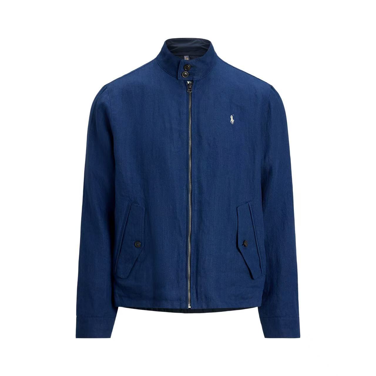 2025 primavera y otoño RL Laff lino doble cara retró cuello vertical chaqueta casual de doble botón
