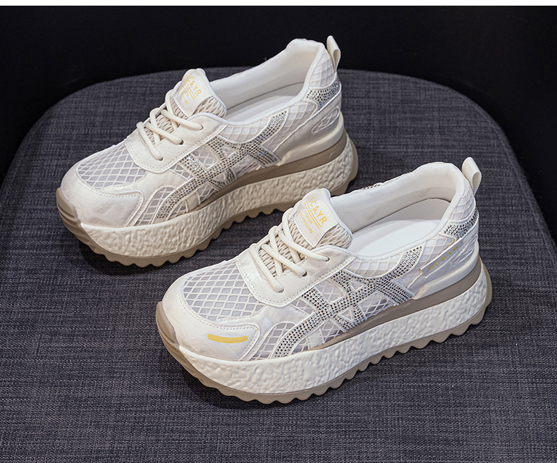 Giày sneaker nữ đế dày lưới thoáng khí phong cách thể thao — Xám 5073, Mơ 5073, Vàng 5073 chi tiết 15