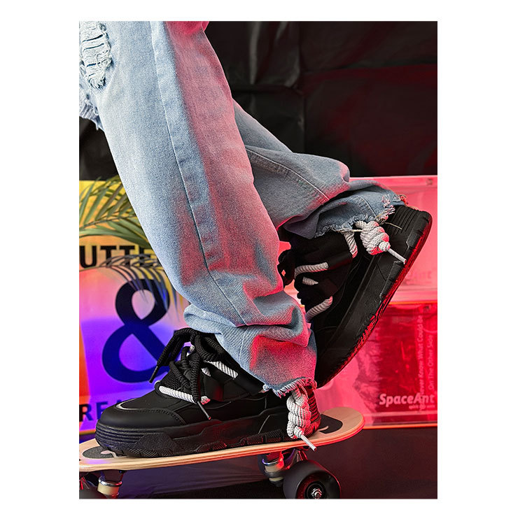 Schwarze Samurai Skaterschuhe Freizeitsneaker Für Herren_voghion.com