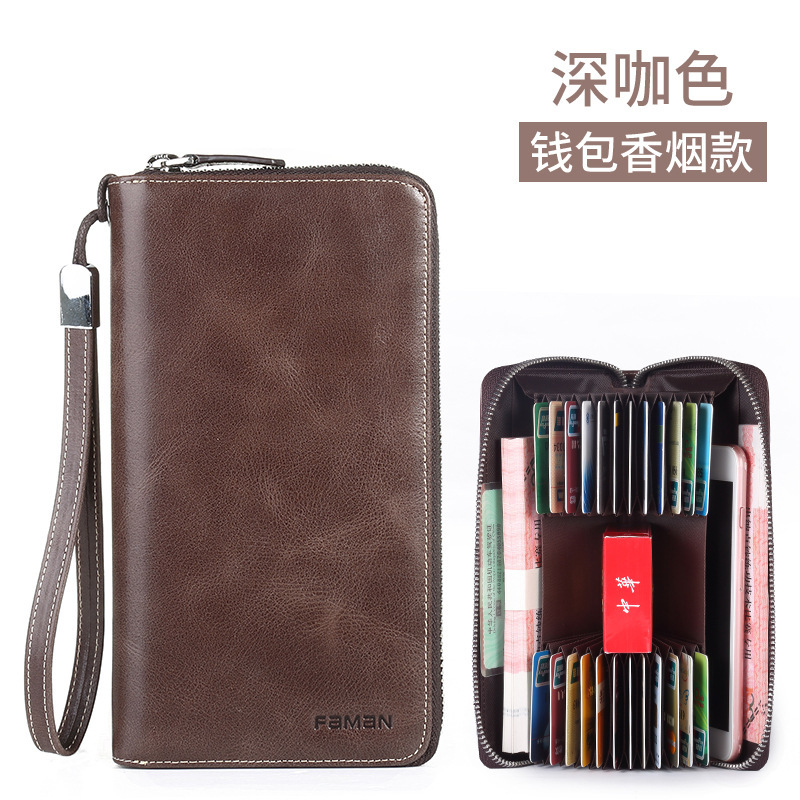 Cartera directa de fábrica 2025 nuevo embrague funda para tarjeta de banco billetera multifuncional de gran capacidad de cuero para hombre largo