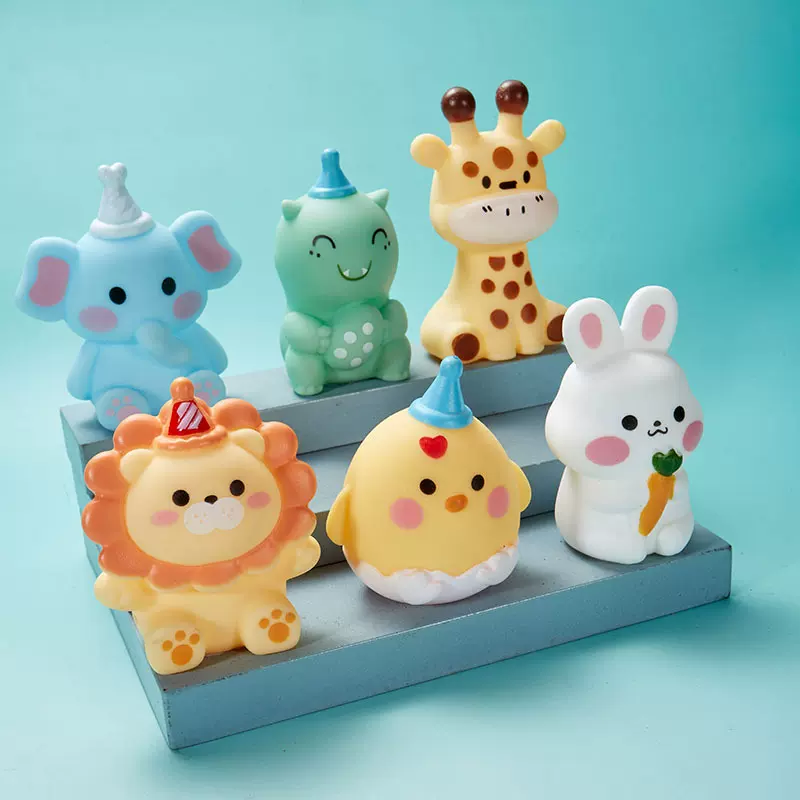 厂家批发森林动物仿真狮子大象兔子小鸡长颈鹿捏捏叫发声戏水玩具