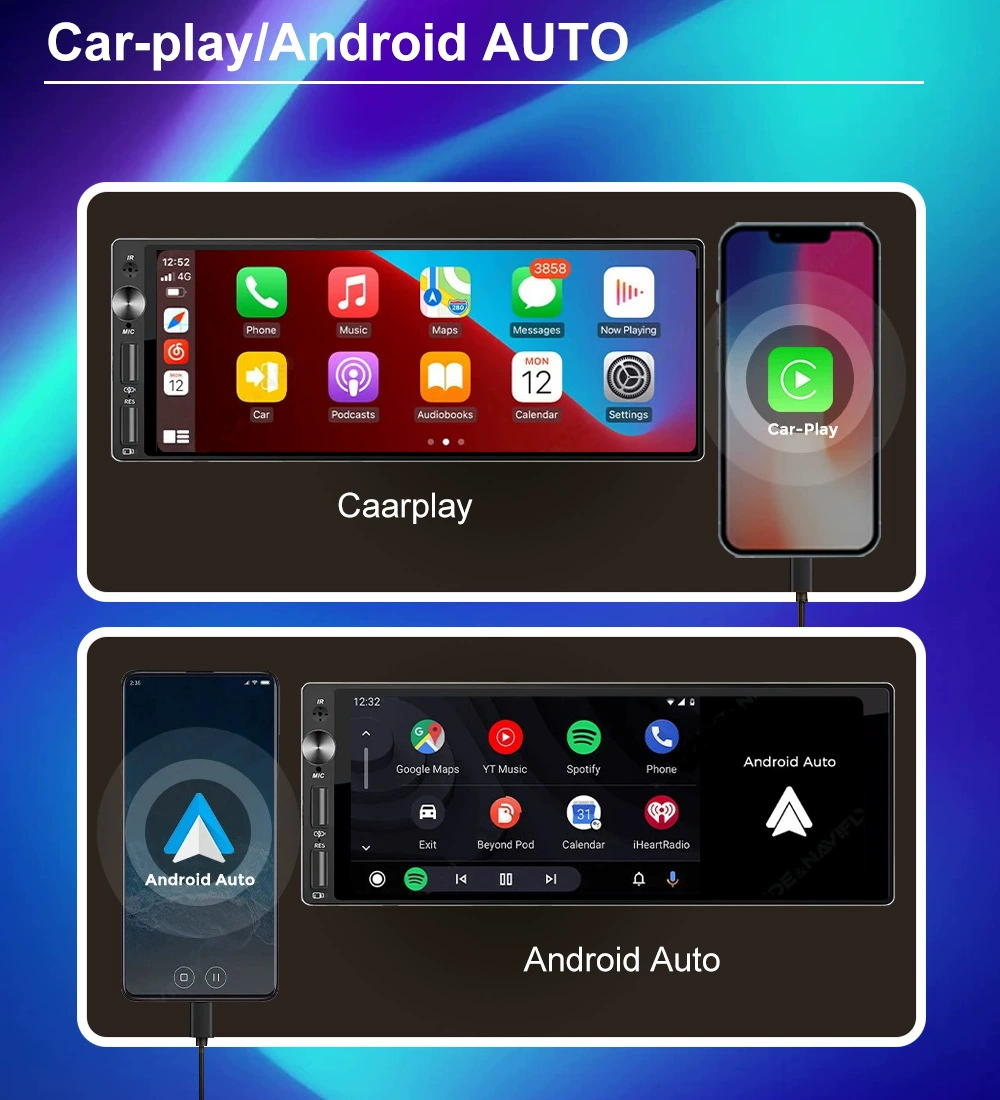 IPS 6.9-дюймовый 1Din Carplay Android автомобильная радиоприемник мультимедиа видео MP5 плеер