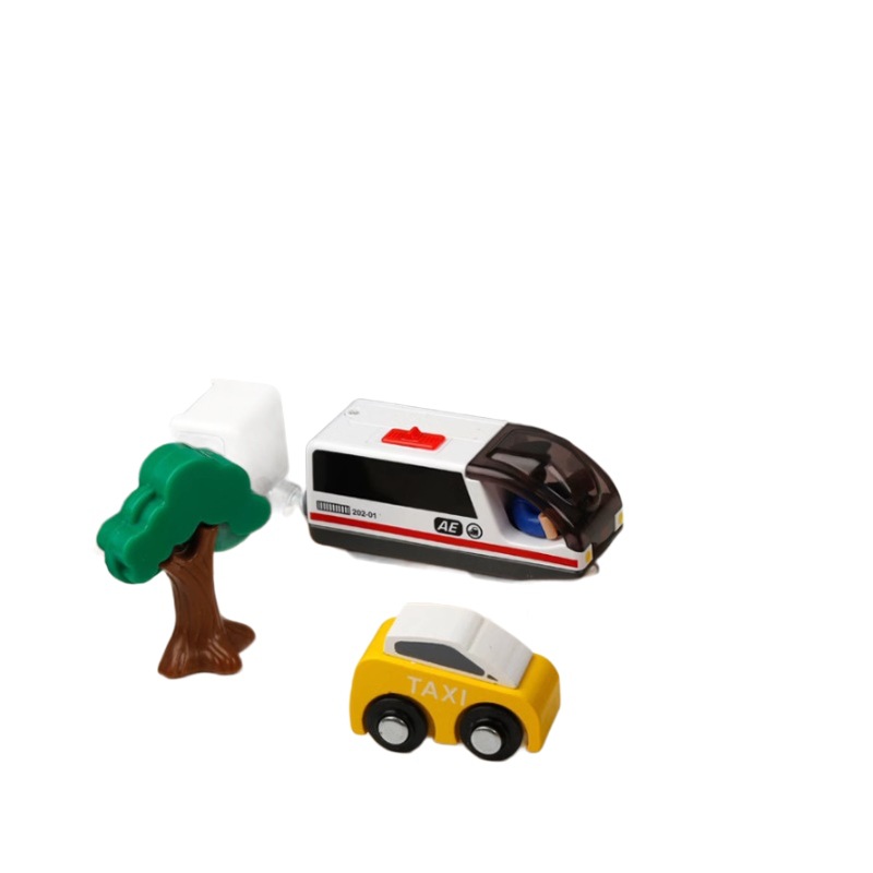 Pista de tren de madera para niños cabeza de coche eléctrico magnético 92 piezas traje de pista de tren de policía de bomberos