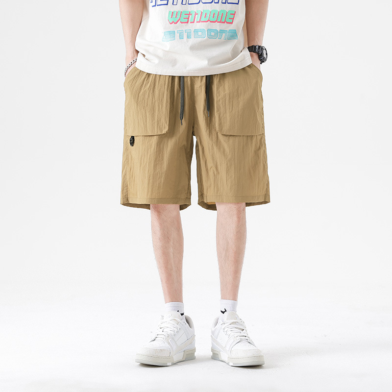 Men's Shorts, Summer Outdoor Japanese-Style Workwear Pants, Loose, Lightweight, Breathable, Sports Casual Pants, Mid-Length Pants