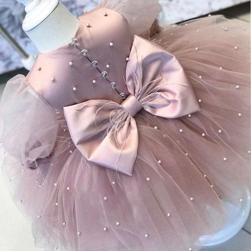 Nueva transfronteriza de Europa y América del comercio exterior de los niños vestido de las niñas de manga larga de uñas de cuentas de rendimiento