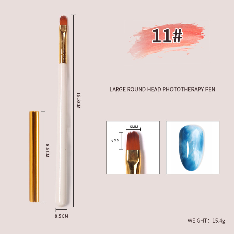 Cepillo de uñas japonés cepillo de uñas varilla de madera pluma de pintura pluma de dibujo gradiente en forma de abanico floreciente francés fototerapia pluma herramienta cepillo