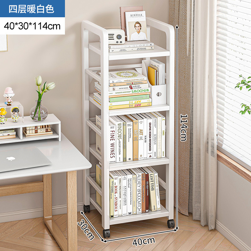 Estante de estantería de piso de múltiples capas de almacenamiento de hierro de costura estrecha estante del hogar escritorio móvil simple pequeña estantería