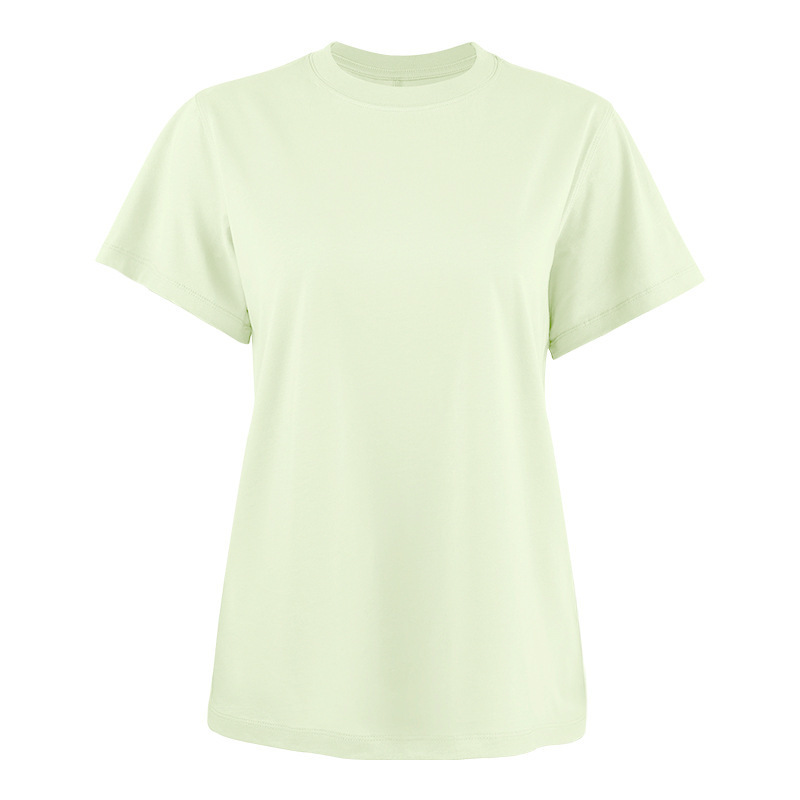 周遊春と夏の新しいアメリカン PIMA ピマコットン女性の半袖ヨガウェア Tシャツスポーツウェアフィットネスウェアルーズ|undefined