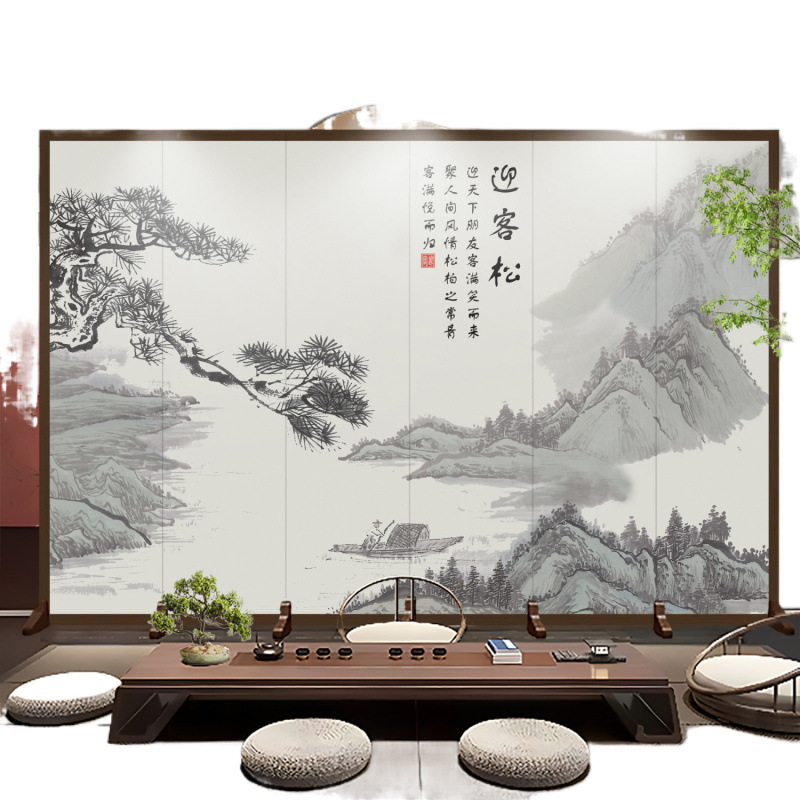 Pantalla de estilo chino sala de estar puerta de entrada cubierta oficina hotel paisaje pintura plegable pantalla plegable móvil clásica